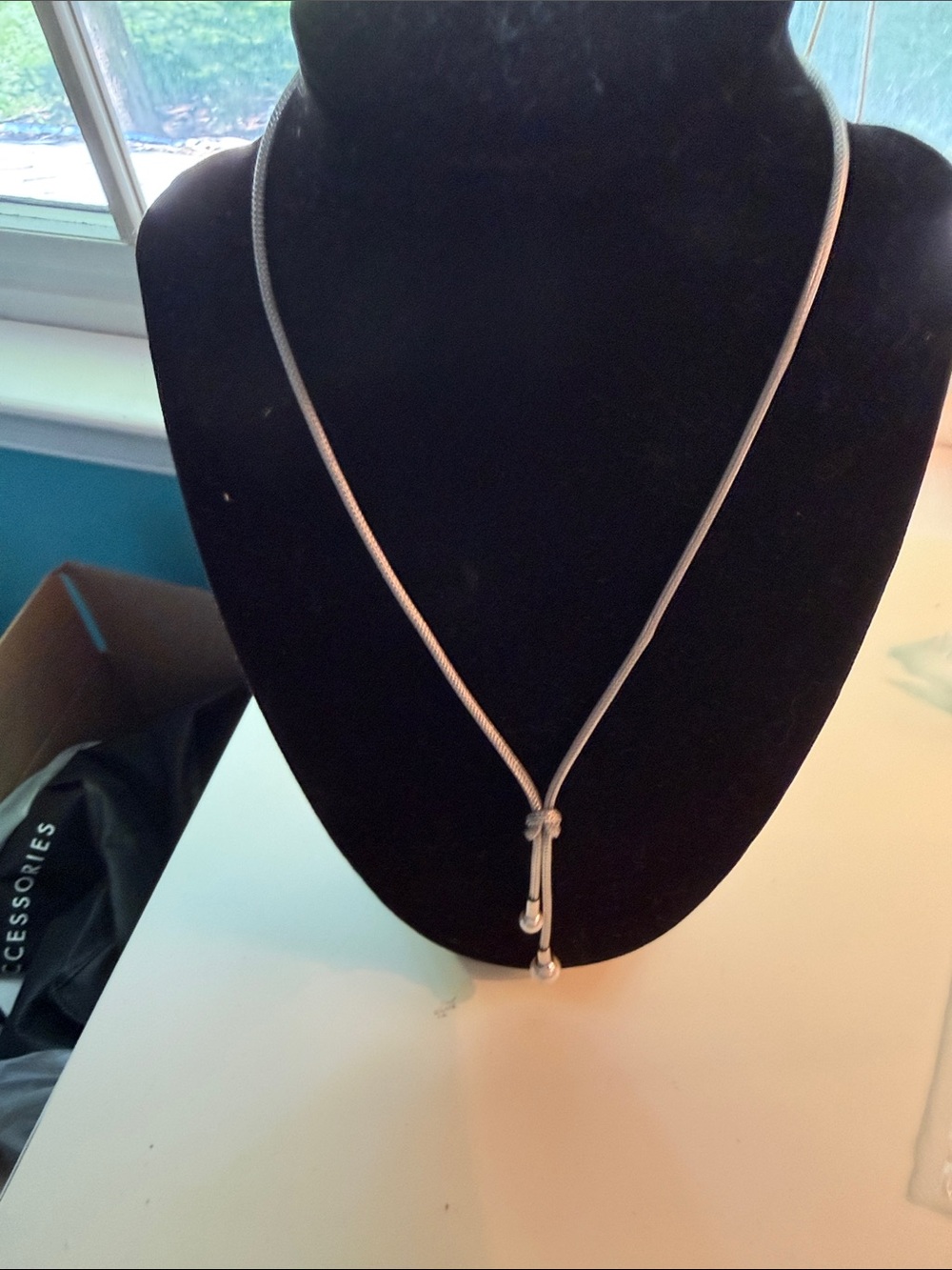 Sterling Silver Dyadema Necklace with genuine Cultured Pearl tips, 17".